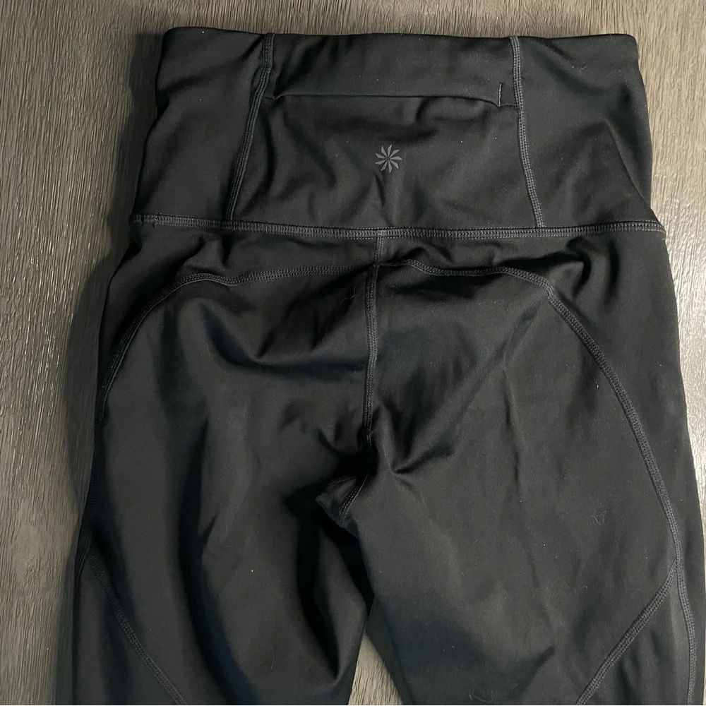 Athleta Black And Rainbow Square High Waisted Leggings